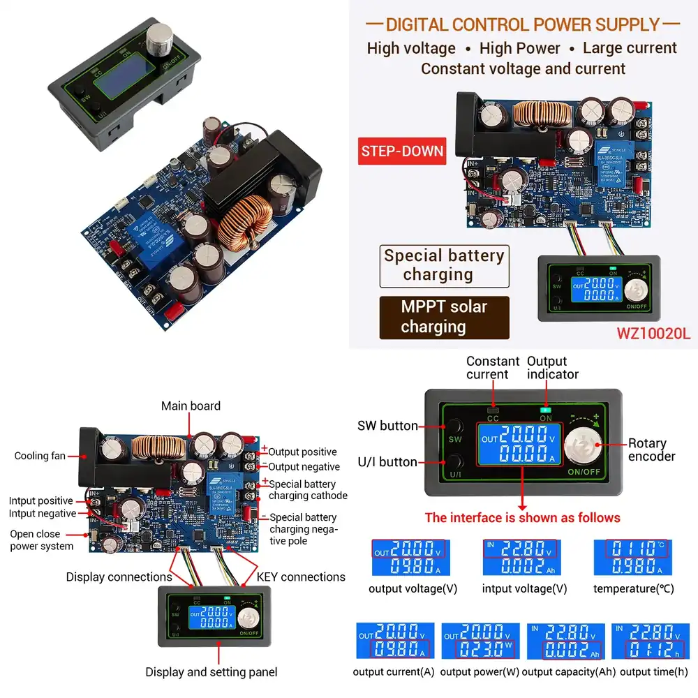 Step Down Dc Power Supply Module 1000W - DC降圧モジュール 100V 1000W 高電圧高電力DC降圧MPPTソーラー充電電源